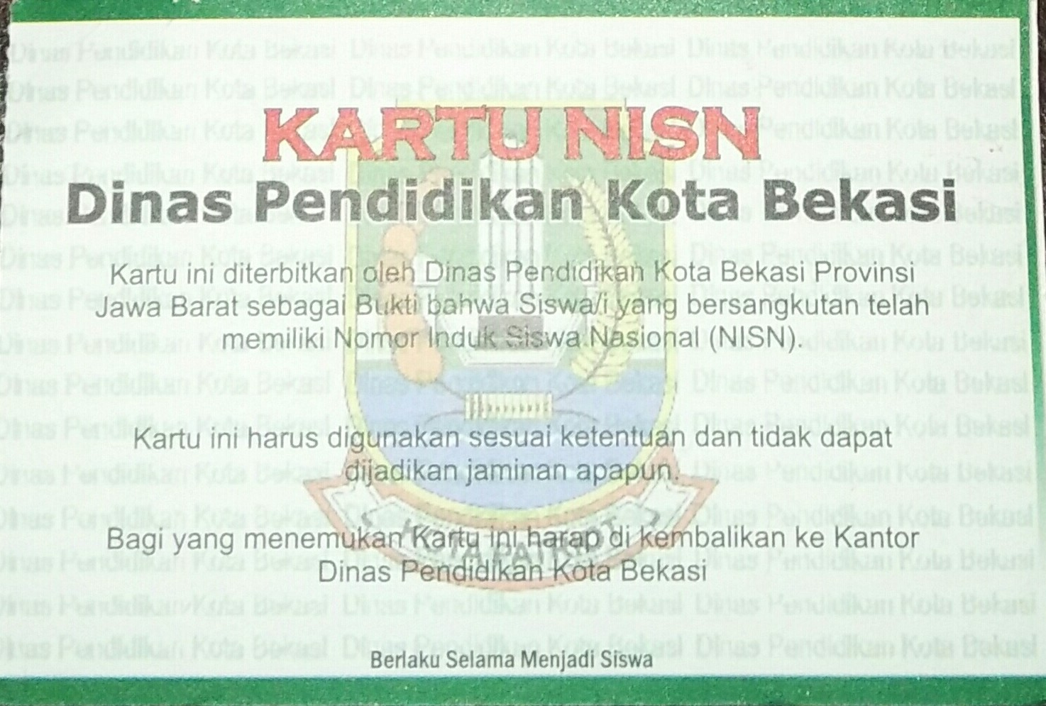 Cetak Kartu NISN Resmi (Validasi Dapodik/Dinas)